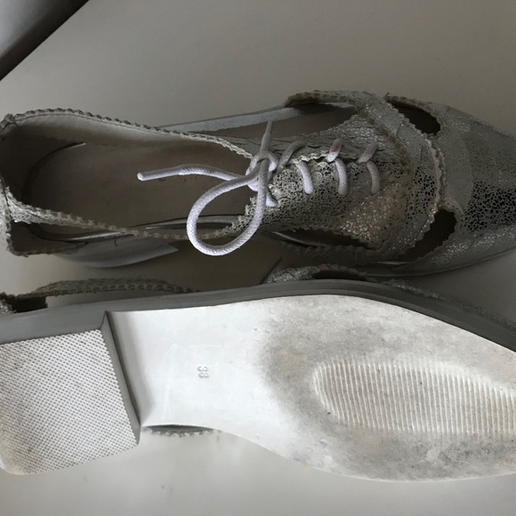 ALEXANDER WANG SILVER METALLIC OXFORDS FLATS 38 - Picture 5 of 11